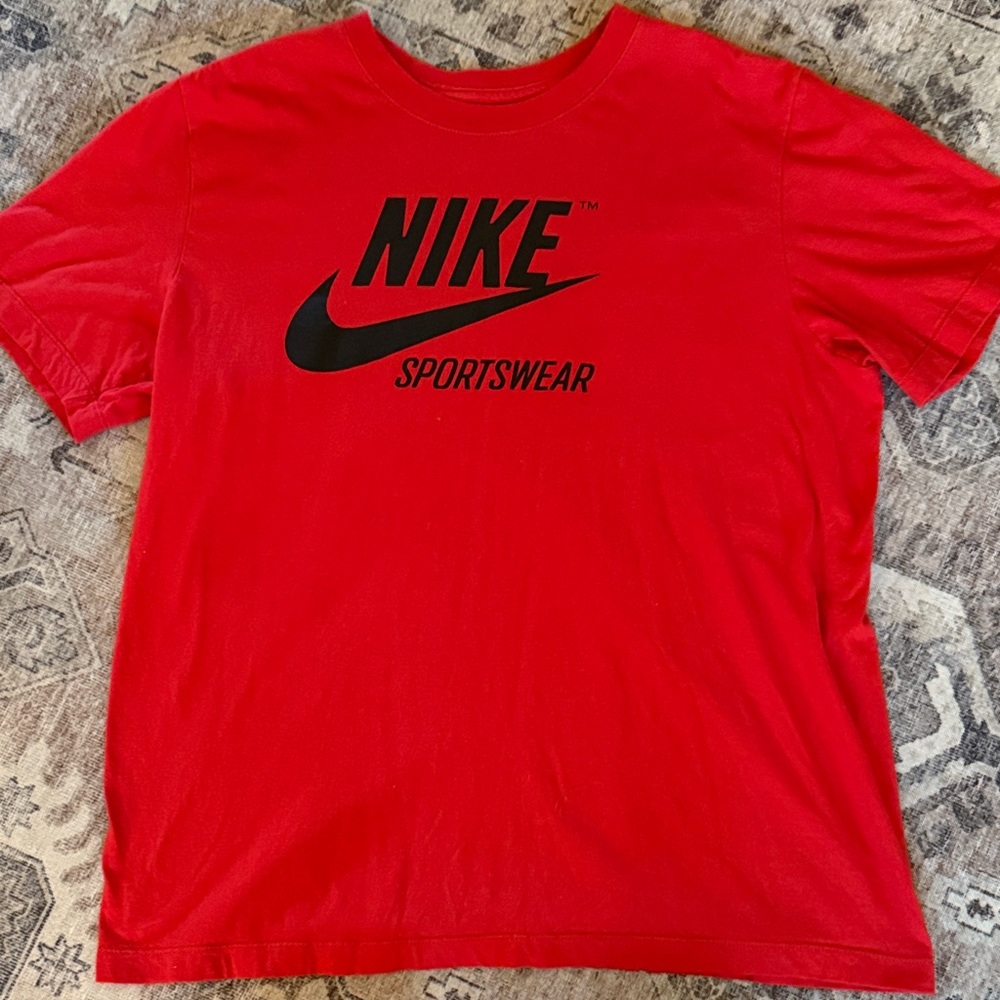Nike Men's Red Tee with Black Logo